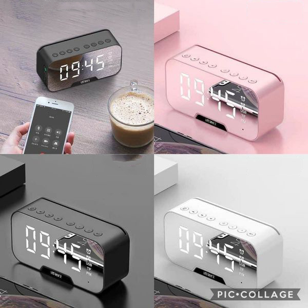 Loa bluetooth mini G10 cao cấp, Loa bluetooth đồng hồ báo thức ,nghe đài FM, màn hình tráng gương hiển thị đèn led