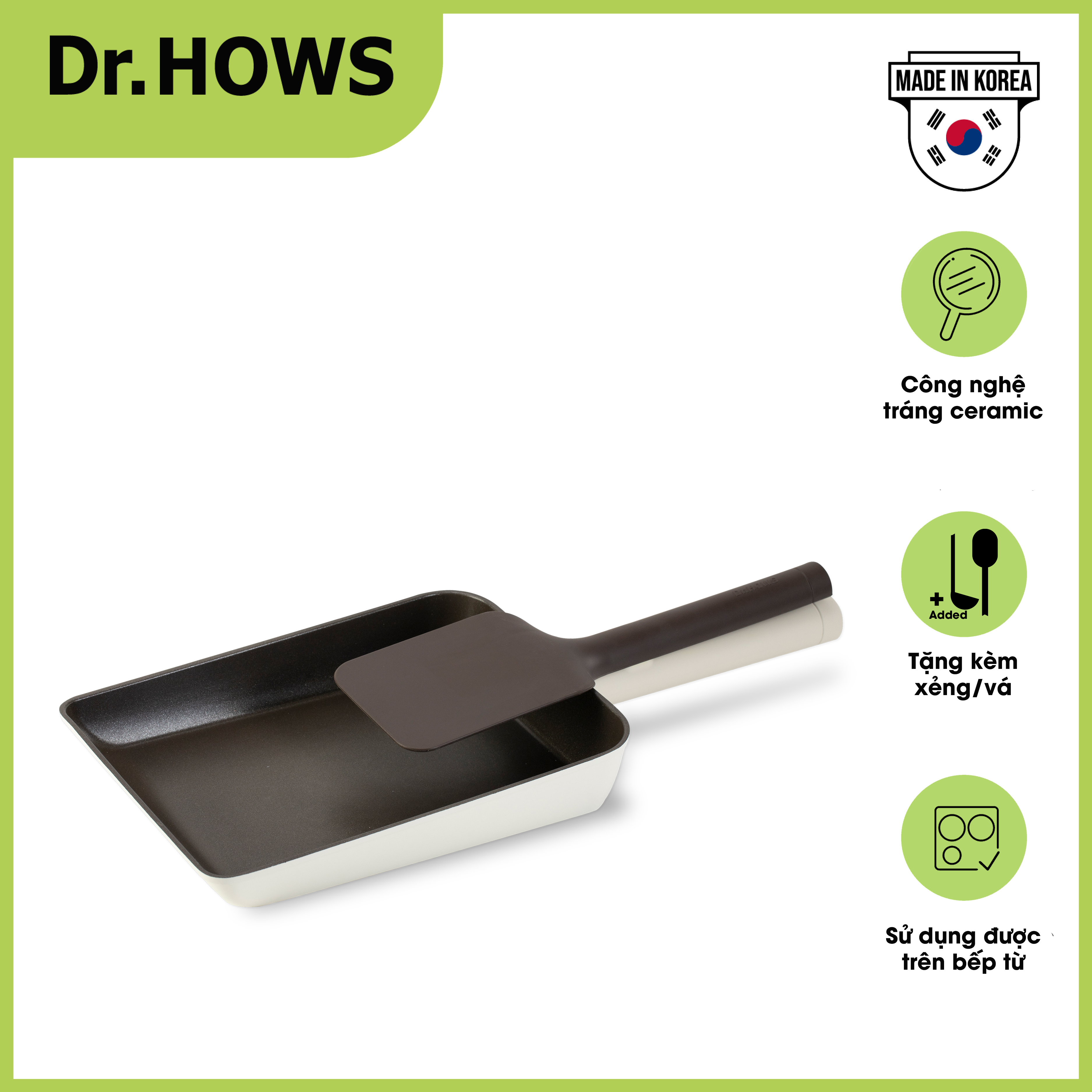 Chảo vuông chống dính Dr.HOWS Lumi Square Pan 25cm
