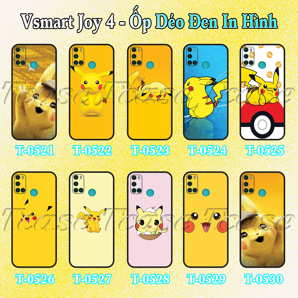 [HCM]Ốp lưng Vsmart Joy 4 - Ốp dẻo đen in hình Pika