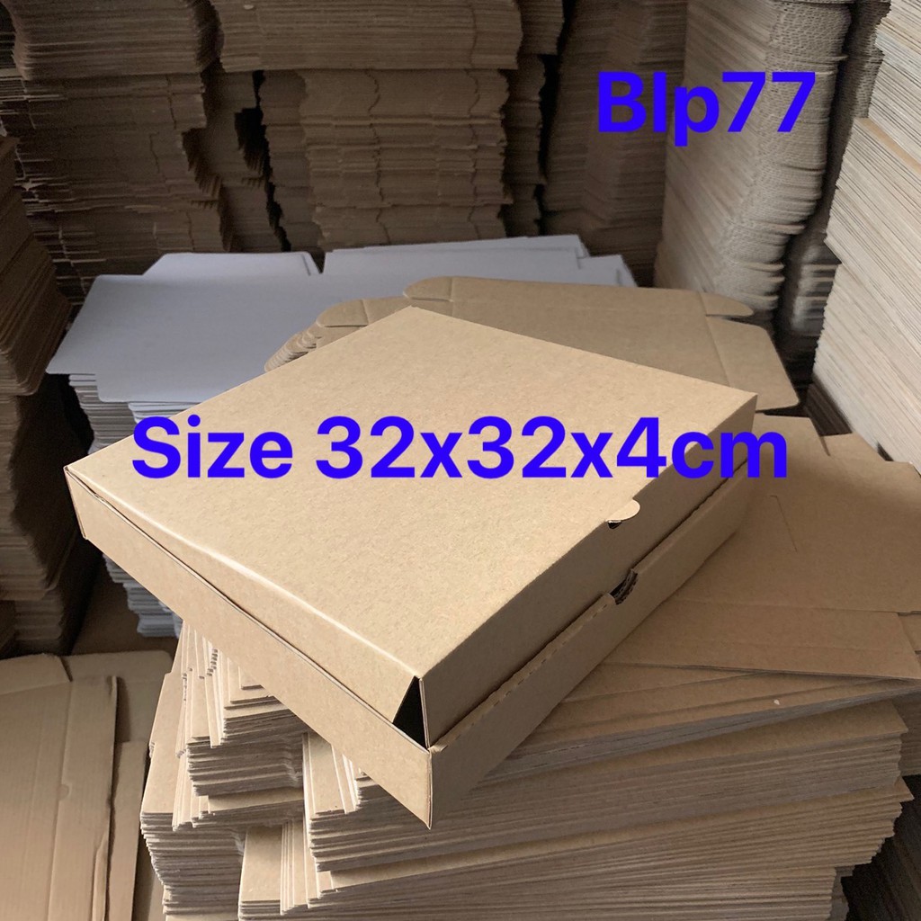 10 Hộp carton đựng bánh pizza size 32x32x4cm màu nâu