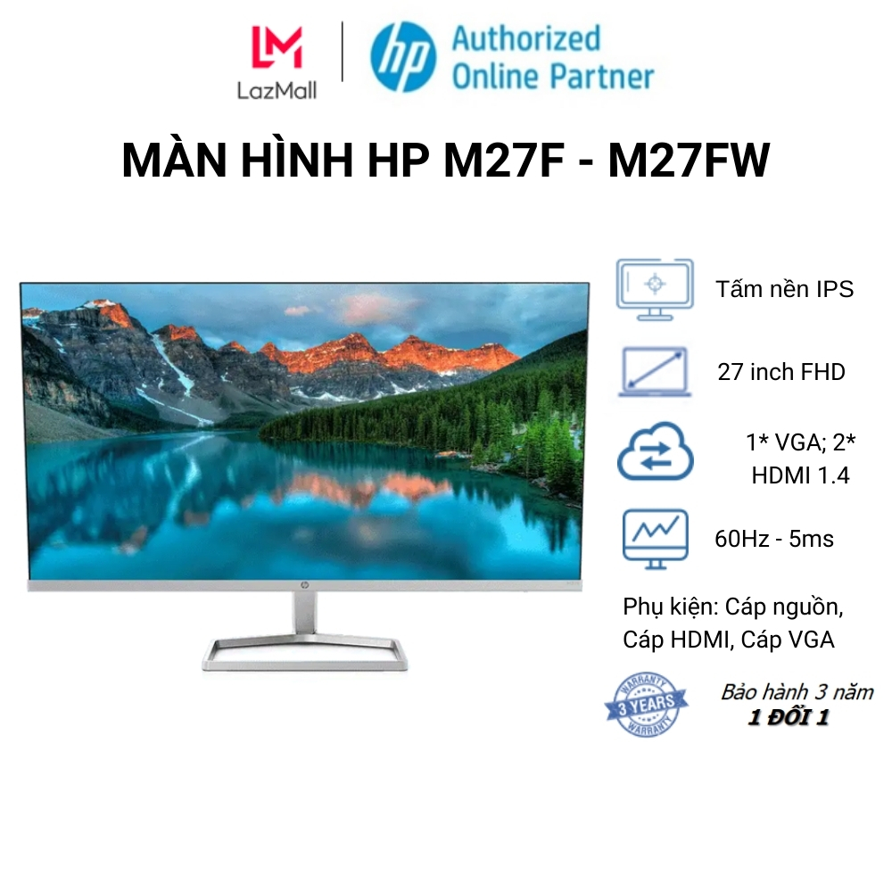 Màn hình HP M27F/ M27FW / M27FD/ M27FQ -  27 inch FHD IPS 60Hz - Bảo hành 3 năm