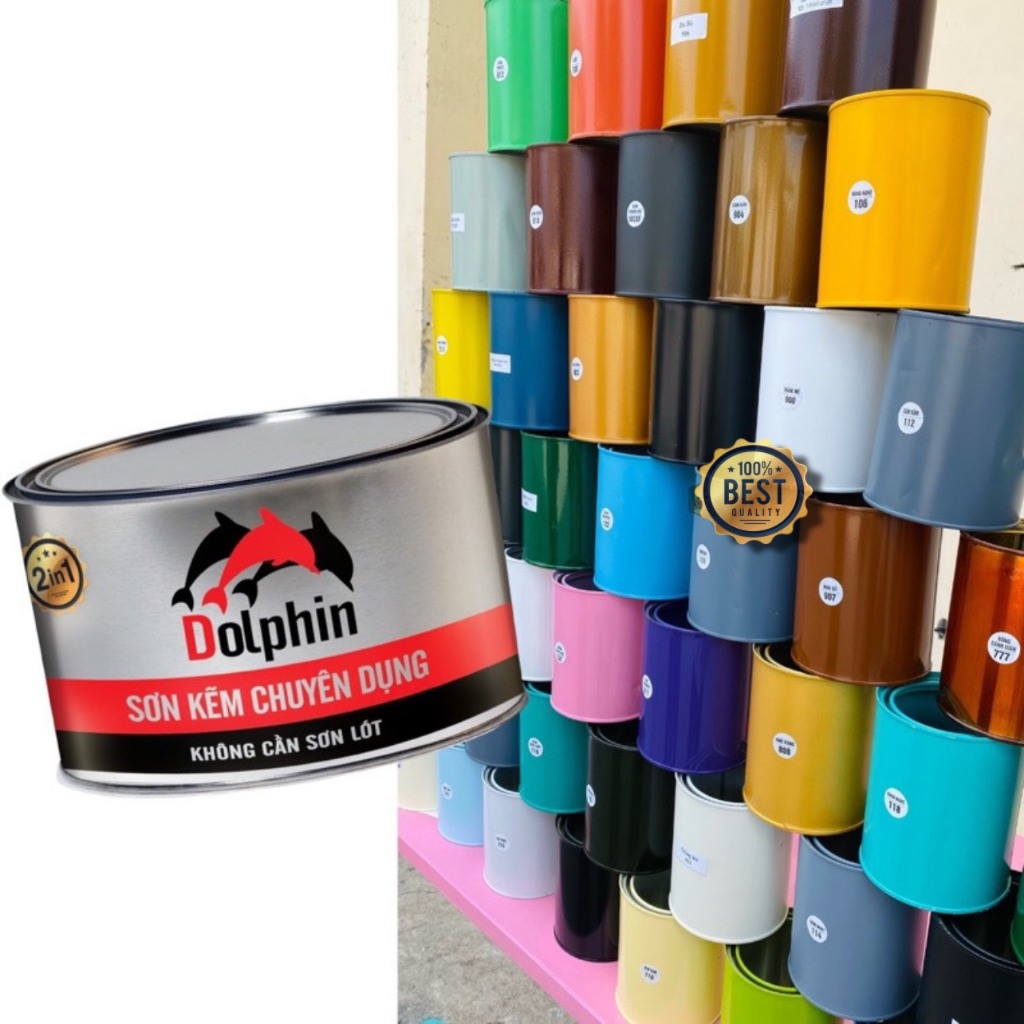 Sơn sắt mạ kẽm hiệu dolphin sơn thế hệ mới nhanh khô, bền màu và dễ thi công lon 200gram