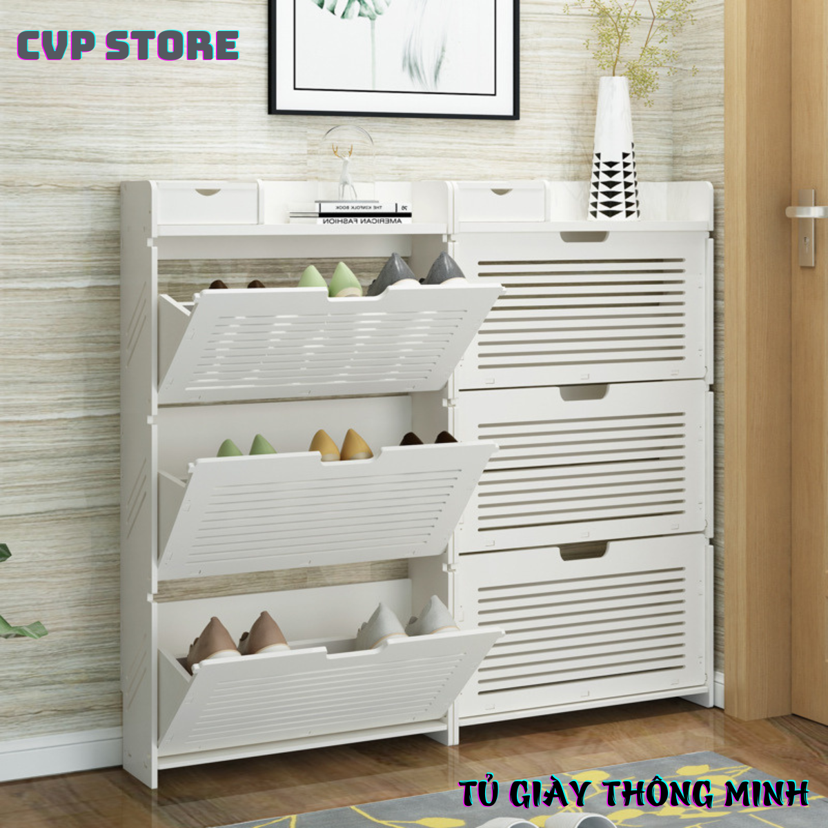 {GIÁ XƯỞNG} Tủ Giày Thông Minh, Tủ Giày Cánh Lật, Tủ Đựng Giày Phong Cách Hàn Quốc Thiết Kế Hiện Đại Vật Liệu Gỗ Nhựa Tối Ưu Không Gian, Kháng Nước Tuyệt Đối, Không Cong Vênh, Không Ẩm Mốc