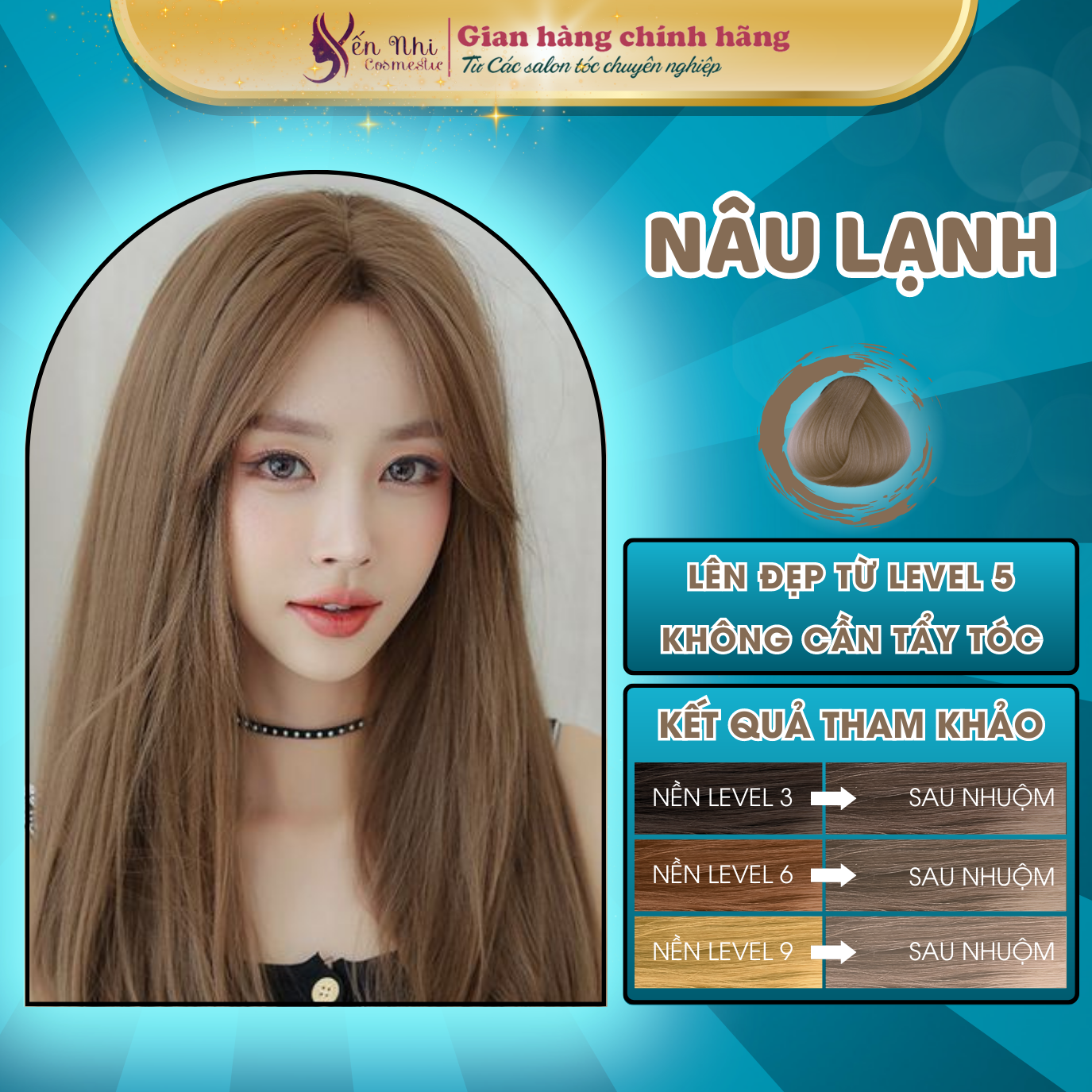 Thuốc nhuộm tóc nâu lạnh không cần thuốc tẩy tóc, Thuốc nhuộm nâu lạnh ánh khói 100ml