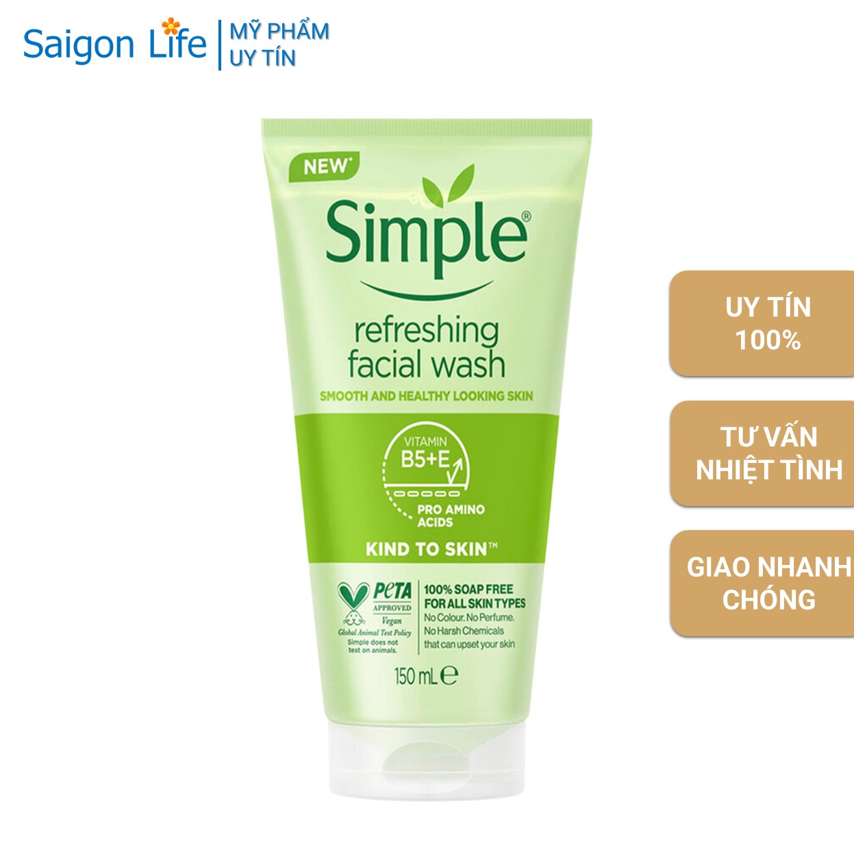 Sữa Rửa Mặt Dạng Gel Simple Kind To Skin Refreshing Facial Wash 150ml (Dành cho da nhạy cảm )