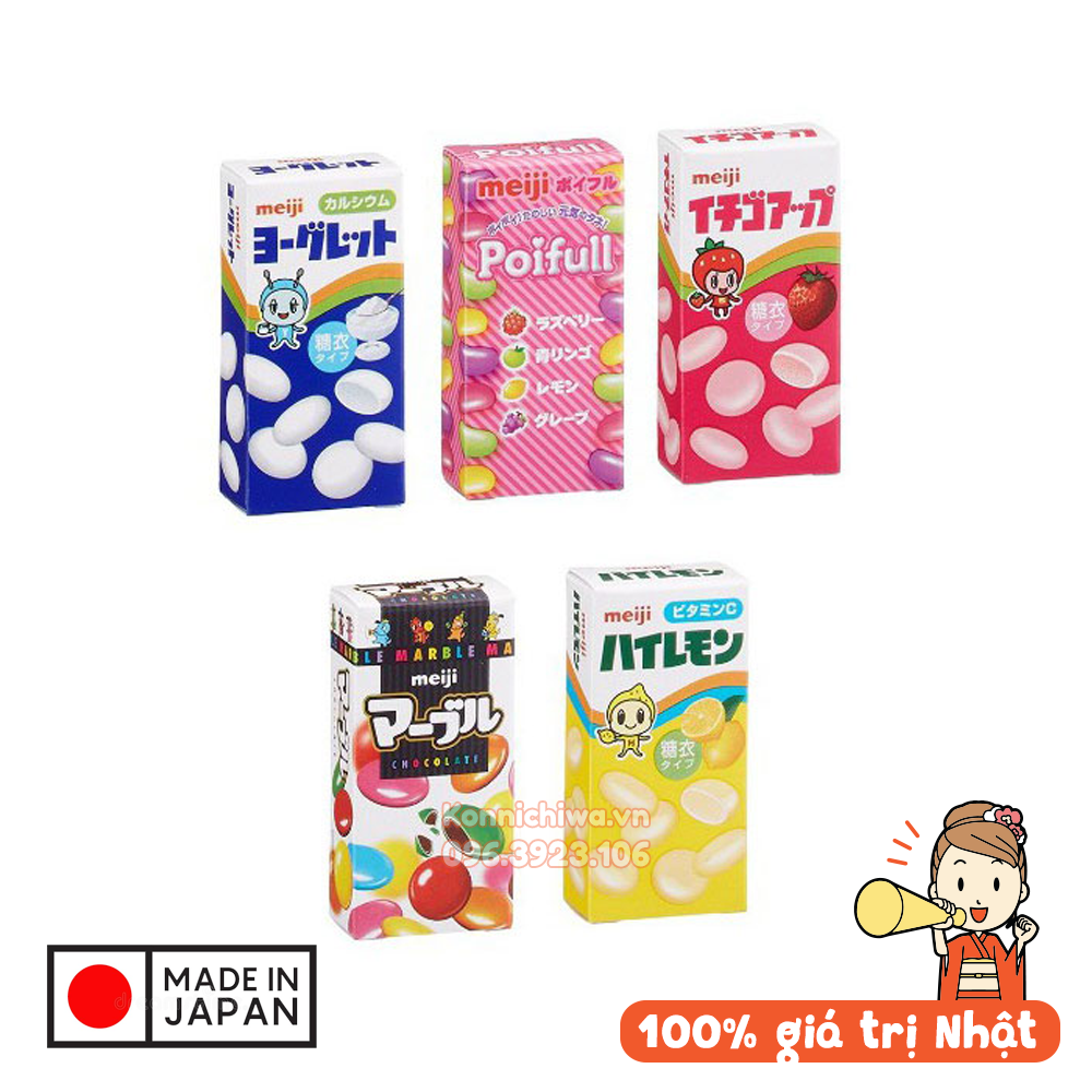 [HCM-HN] Kẹo sữa chua hoa quả MEIJI Nhật vỉ 5 hộp nhỏ | Kẹo bổ sung vitamin, lợi khuẩn cho bé - 4902777016634