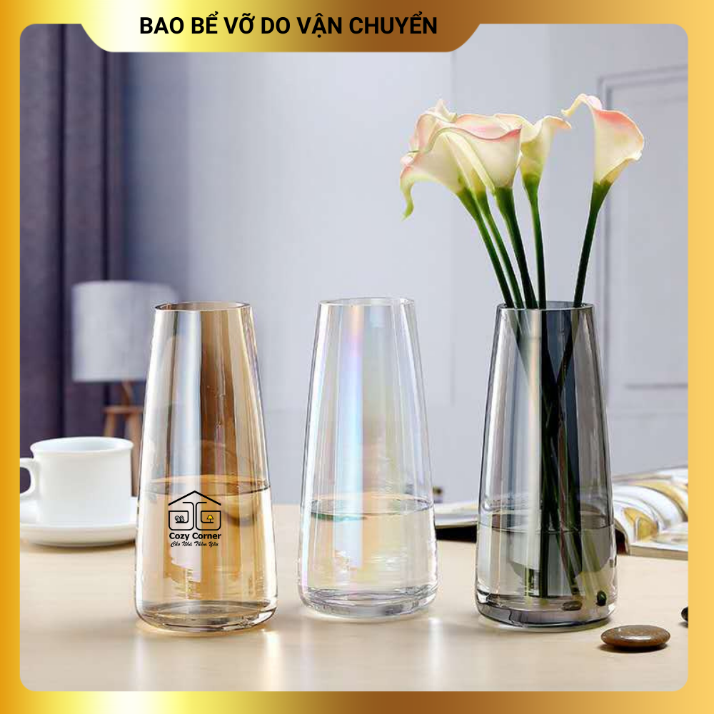 Lọ hoa thủy tinh Nordic, bình hoa thủy tinh phong cách Bắc Âu nhẹ nhàng, tinh tế