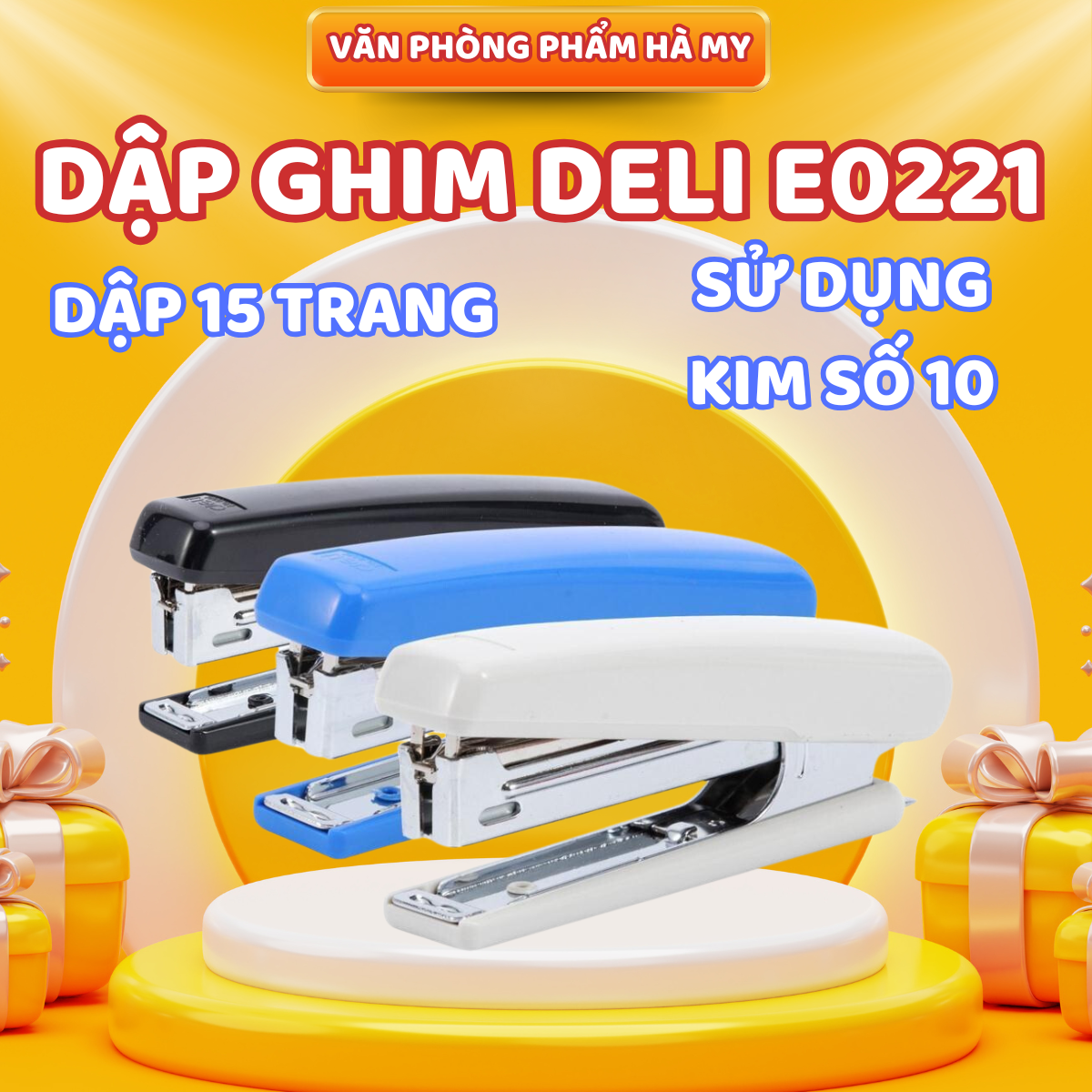 Dập ghim mini deli e0221 dập được 15 trang tiện lợi