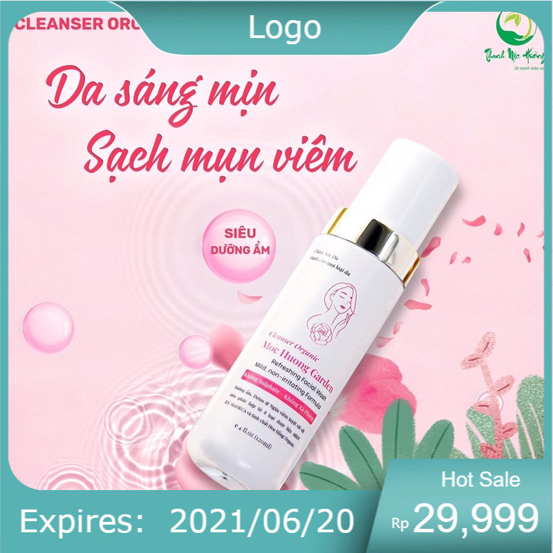Sữa rửa mặt thanh mộc hương mẫu mới, sữa rửa mặt organic mộc hương garden làm sạch mụn, dịu nhẹ