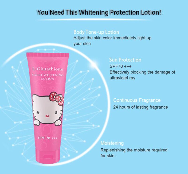 [HCM]Kem dưỡng body  da trắng hồng rạng rỡ Hello Kitty hồng 300ml