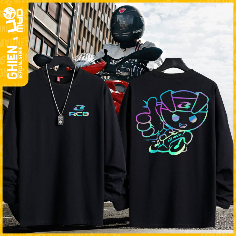 Áo thun tay dài UMAD racing boy RCB phản quang 7 màu cổ tròn tay ngắn màu đen có big size 100kg mẫu Biker xe độ, xe đua rcb đi phượt chất vải thể thao thoáng mát