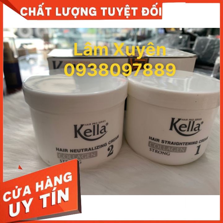 Thuốc duỗi tóc KELLA 500ml cặp trắng duỗi mạnh, nhẹ mùi, duỗi thẳng tóc nhanh, tiết kiệm thời gian sử dụng