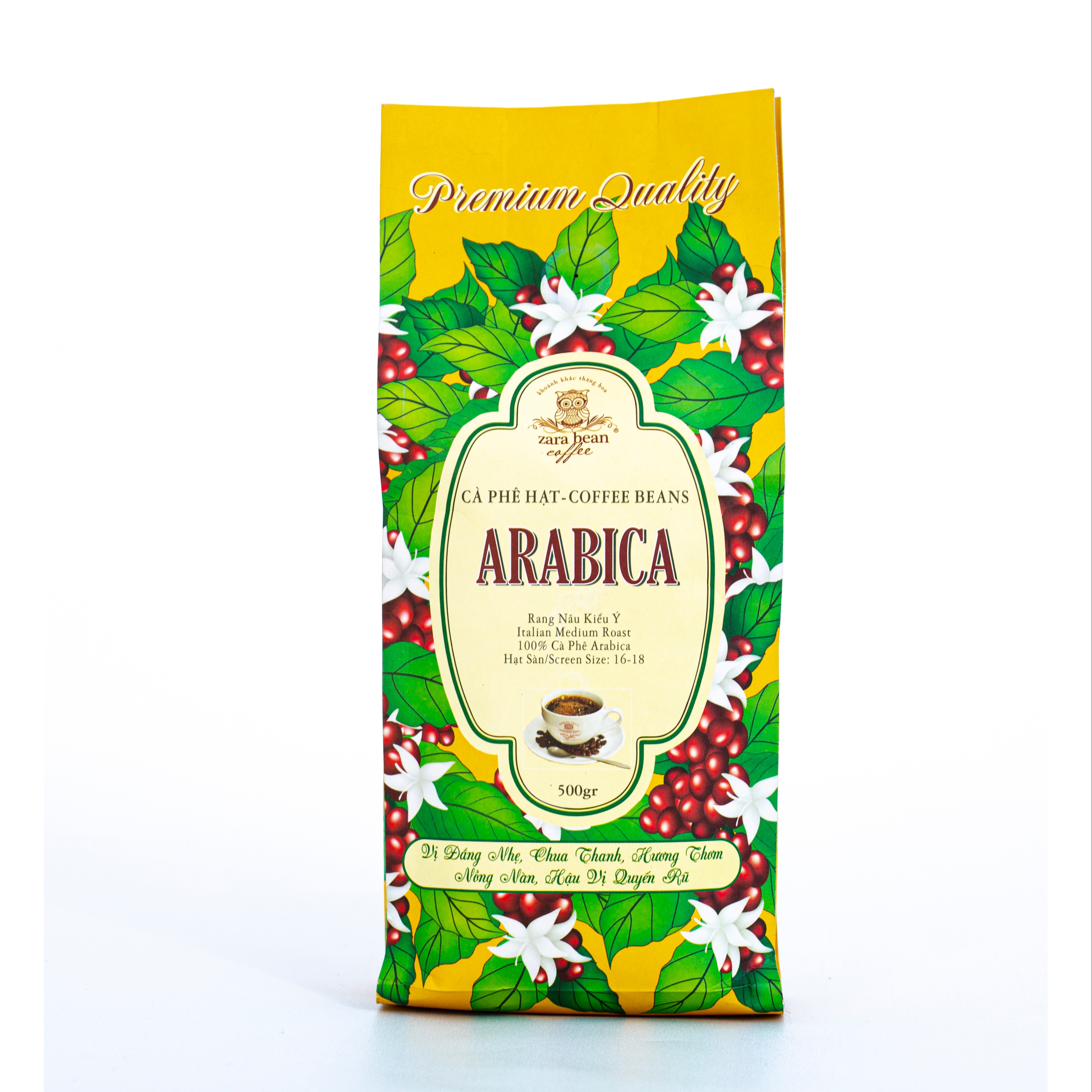 [HCM]CÀ PHÊ HẠT ARABICA PREMINUM - TÚI 500g  - Zara Bean Coffee