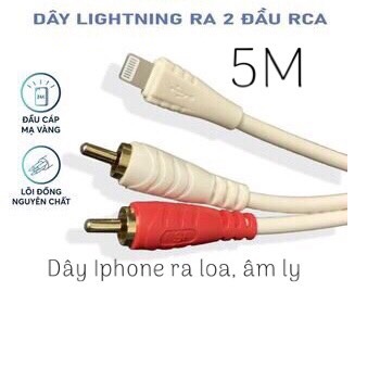 Dây cáp âm thanh từ iPhone ra loa Cáp lighting ra AV 5 mét sử dụng điện thoại kết nối với loa âm ly