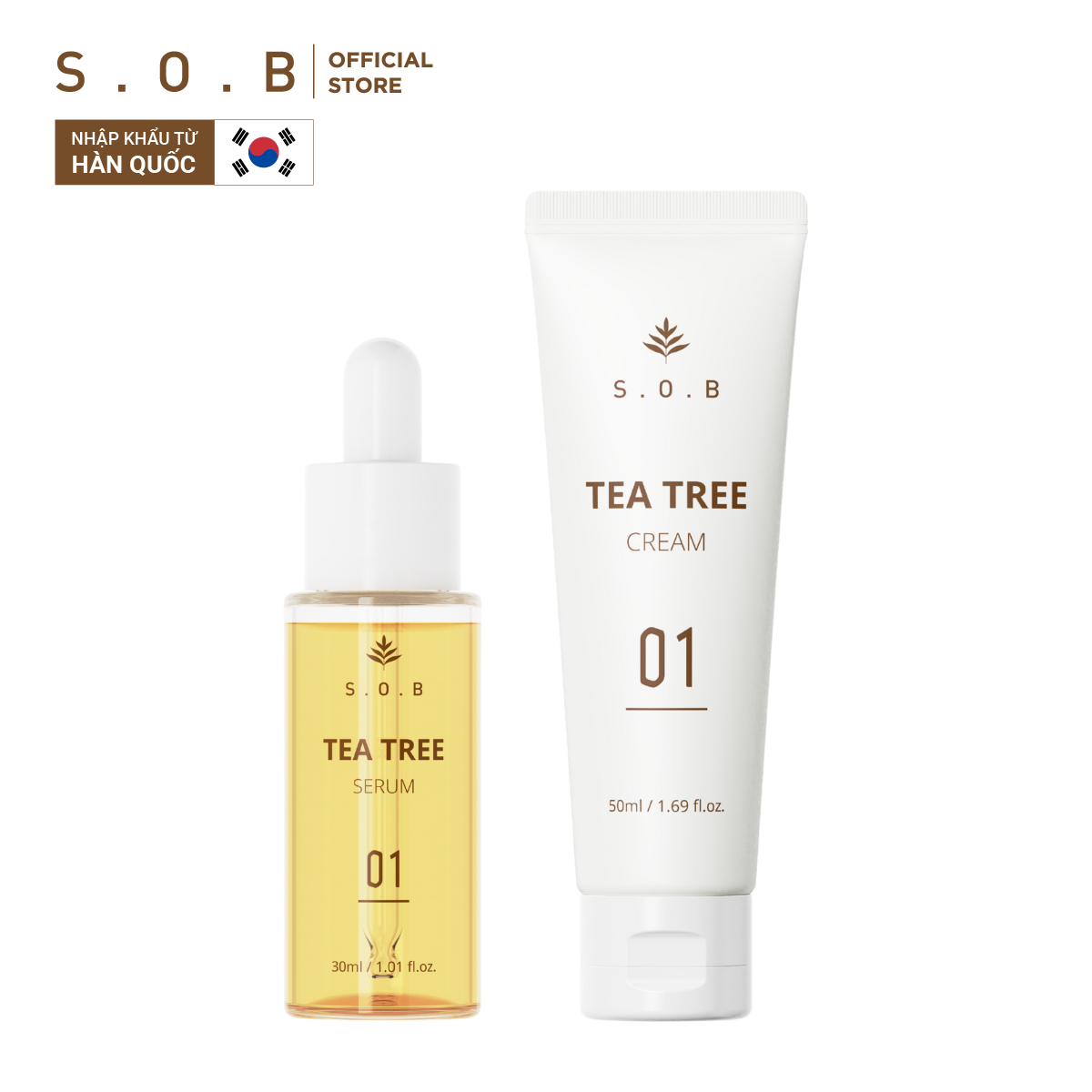 Combo dưỡng da S.O.B- Serum sạch mụn 30ml và Kem dưỡng phục hồi 50ml