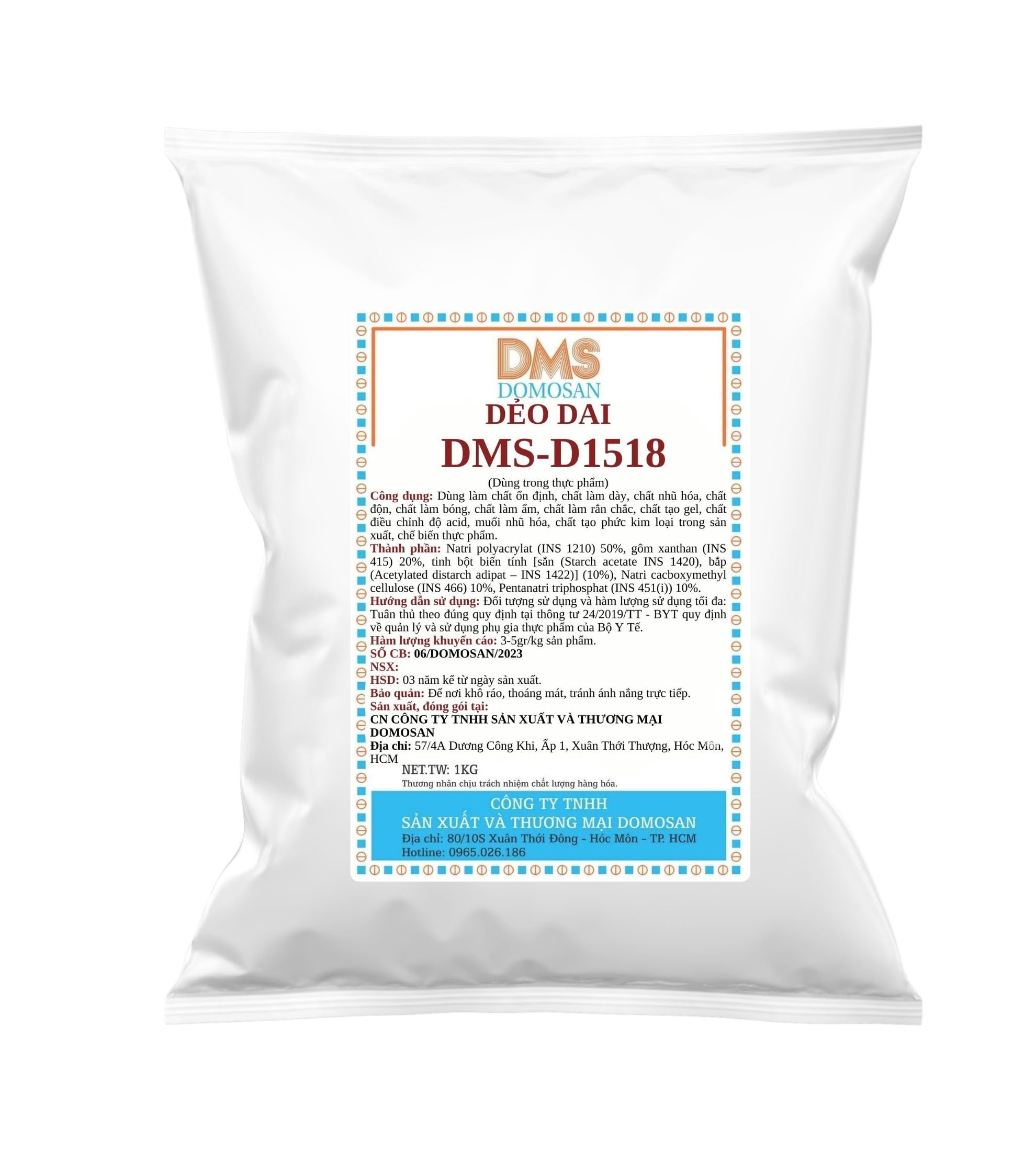 BỘT TẠO DẺO DAI DMS D1518 - PHỤ GIA LÀM BÚN, DẺO DAI, SÁNG BÓNG