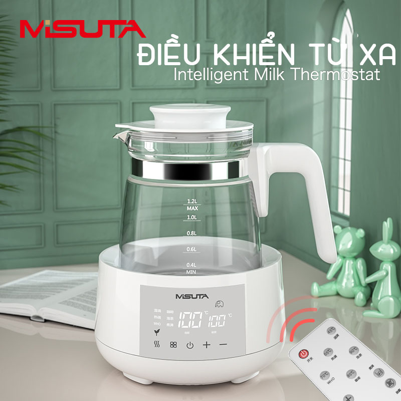 Ấm đun nước pha sữa thông minh giữ nhiệt điều khiển từ xa Misuta cảm ứng