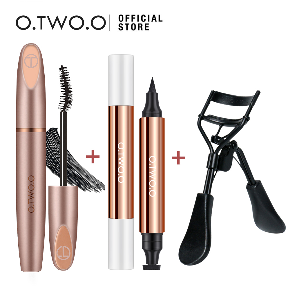 O.two.o bộ mỹ phẩm gồm mascara + kẻ mắt + kem nền + dụng cụ bấm mi 90g
