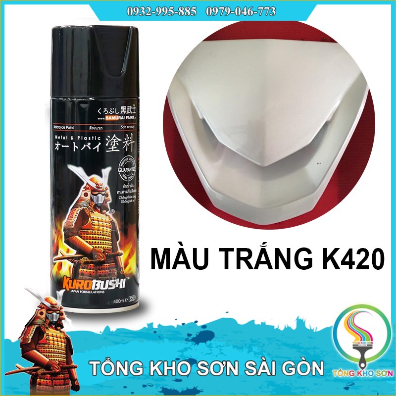 Chai sơn xịt màu trắng ngọc trai K420 Samurai Paint