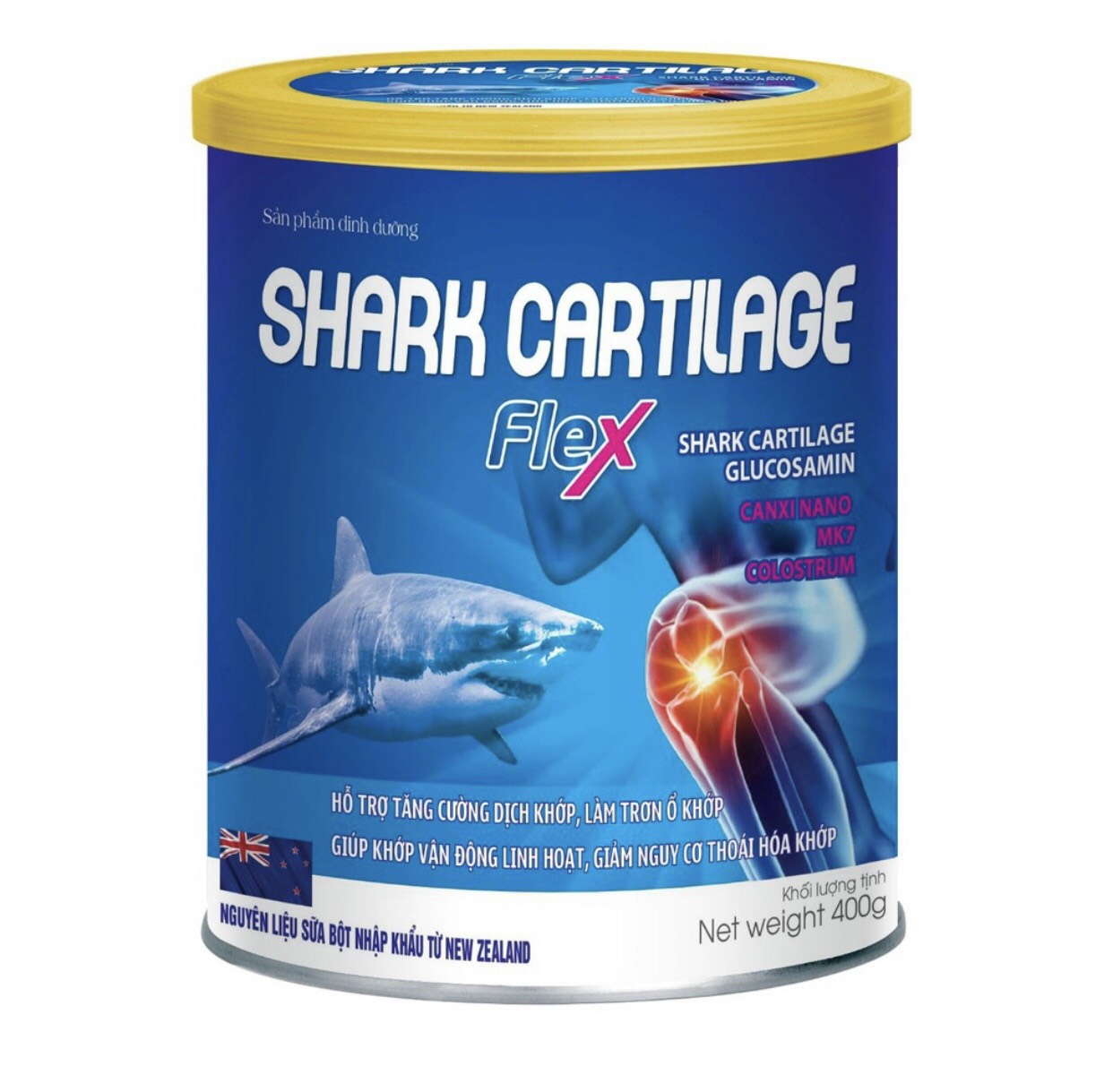 Sữa Bột Shark Cartilage Flex với thành phần sụn vi cá mập, glucosamine