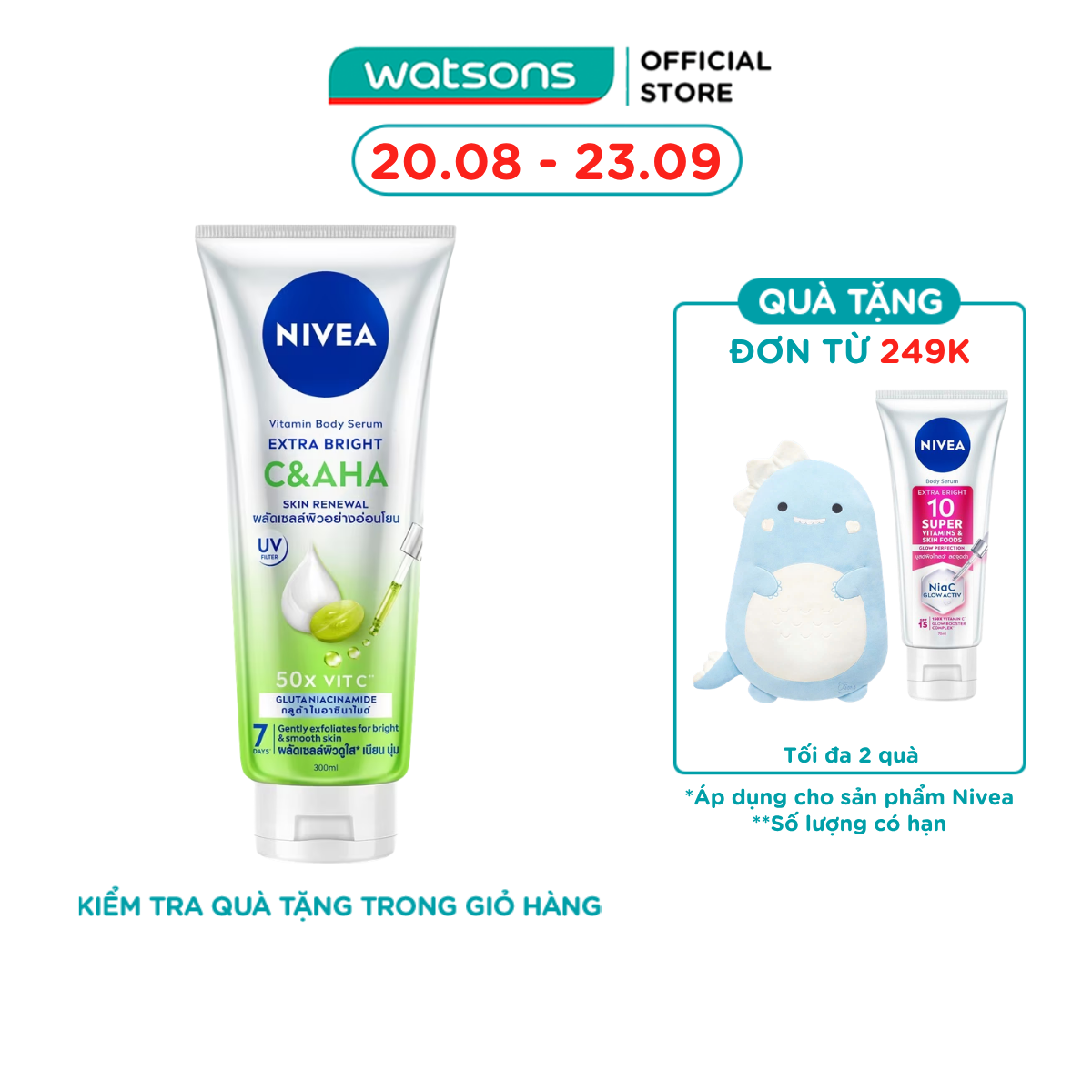 Tinh Chất Dưỡng Thể Nivea Vitamin Body Serum Extra Bright C & AHA 300ml