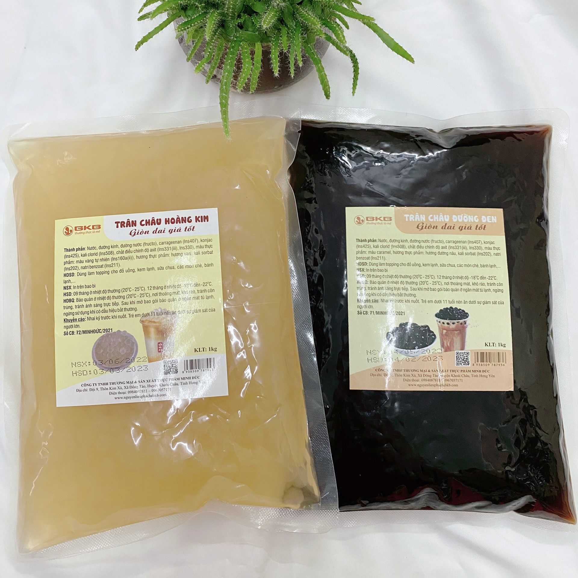 Trân châu 3Q trắng, đen giòn dai ngon túi 1kg - Nguyên liệu topping trà sữa, sữa chua thơm ngon ăn liền