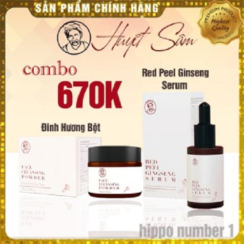 Combo tái tạo Bà Lão giảm mụn, sẹo, thâm, nám - red peel ginseng & đinh hương bột