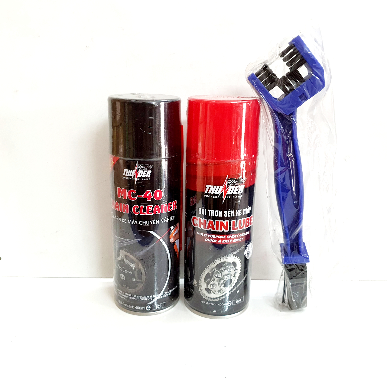 [HCM]Bộ sản phẩm vệ sinh sên MC-40 400ml Bôi trơn dưỡng sên Thunder 400ml và bàn chải sên chuyên nghiệp dầu nhớt chính hãng - dầu nhớt xịn chăm sóc xe toàn diện