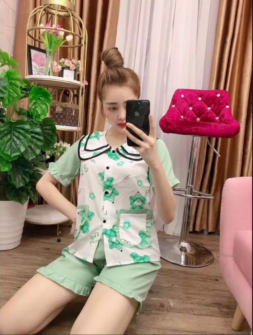 Đồ bộ đùi chất vải kate lụa siêu mịn đẹp họa tiết siêu xinh freesize dưới 58kg