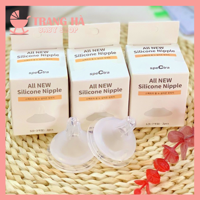 🍼𝑪𝑯𝑰́𝑵𝑯 𝑯𝑨̃𝑵𝑮🍼 hộp 2 núm ti cổ rộng spectra siêu mềm size s/m/l/ll loại mới