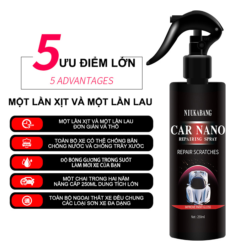 Chai Xịt Phủ Bóng Nano Hiệu Ứng Lá Sen Chống Nước Chống Trày Xước Cho Ô Tô xe đánh bóng bóng xe hơi xịt bảo vệ sơn xe xịt phủ bóng Bình xịt phủ nano Xịt đánh bóng xịt kính sơn bóng ô tô chất chống thấm Lớp phủ gốm nano