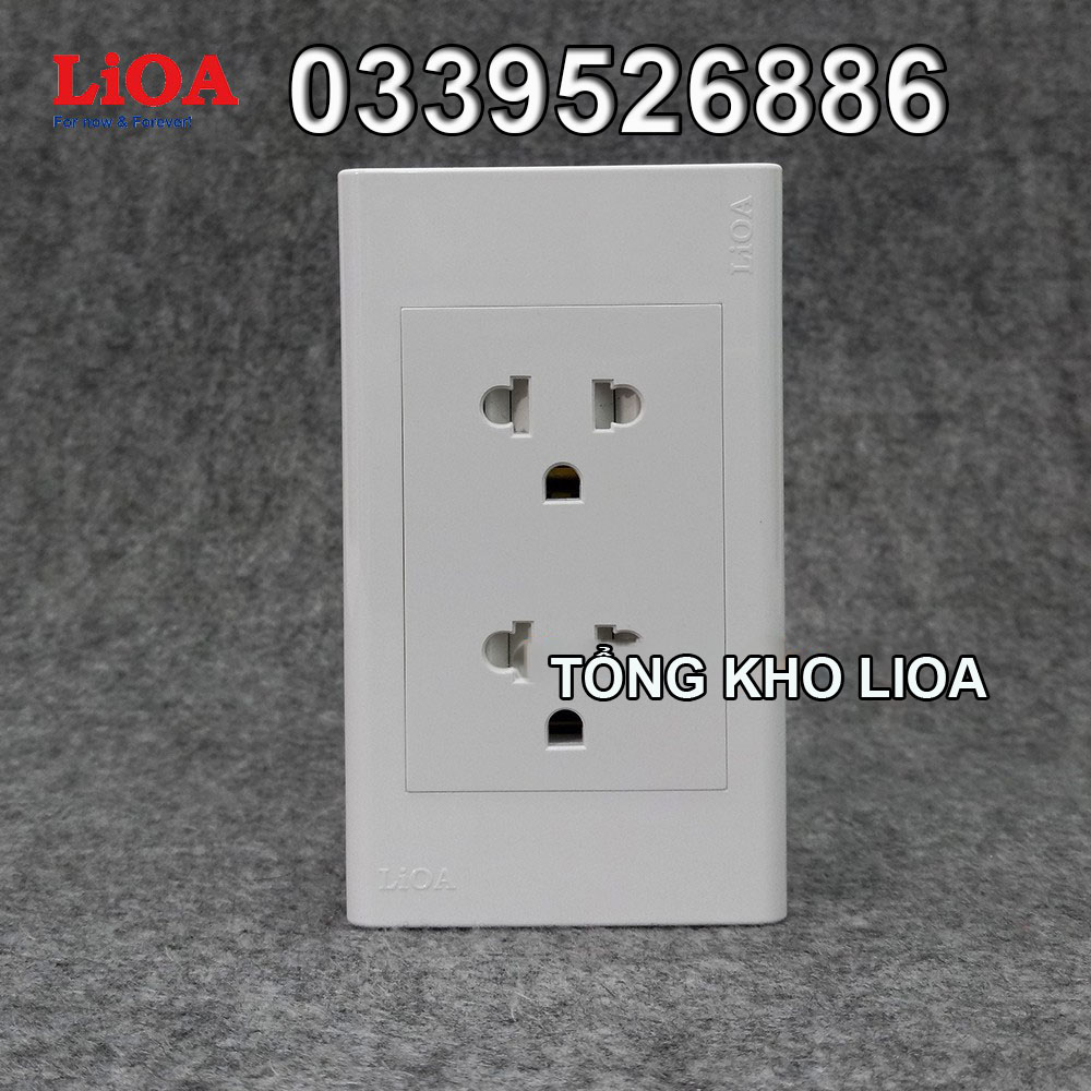 Combo ổ cắm điện đôi 3 chấu 16A LiOA (3520W) - Lắp nổi