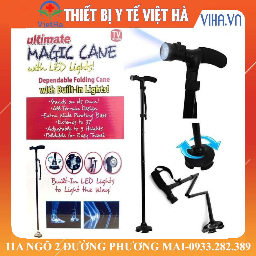 Gậy chống cho người già, có đèn pin siêu bền siêu nhẹ Akiko Nhật Bản