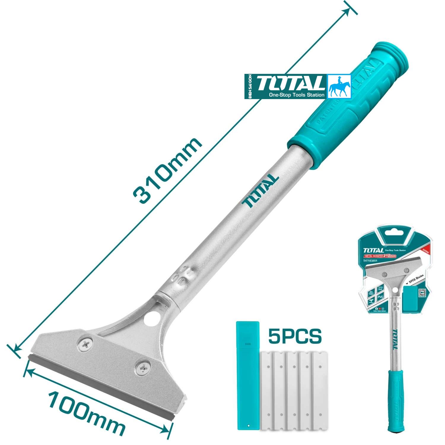Dụng cụ cây sủi vệ sinh kèm 6 lưỡi dao 30cm Total THT183006 THT183201