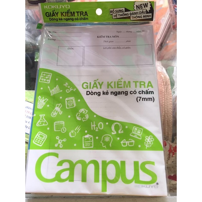 Giấy kiểm tra cấp 2 kẻ ngang có chấm campus