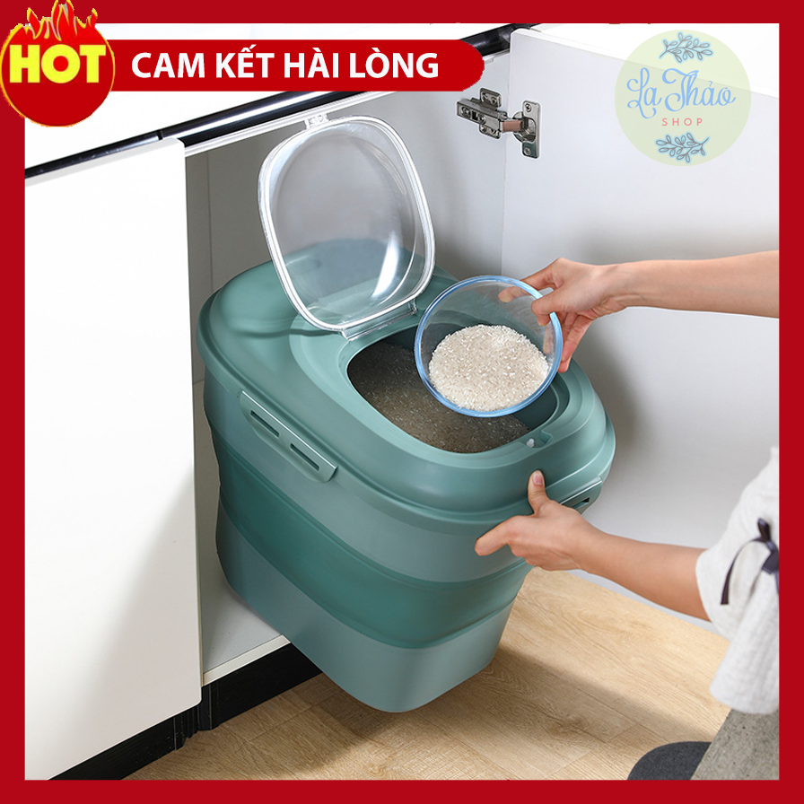 (Hàng Cao Cấp) Thùng Đựng Gạo Thông Minh Gấp Gọn Chống ẩm Mốc Chống Côn Trùng