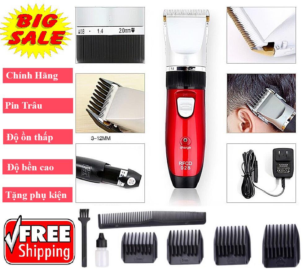 Tông đơ, máy cắt tóc, tông đơ cắt tóc pin rfc 928 cao cấp, tặng 2 pin, 1 lược và bộ cữ cao cấp, bảo hành 12 tháng 1 đổi 1