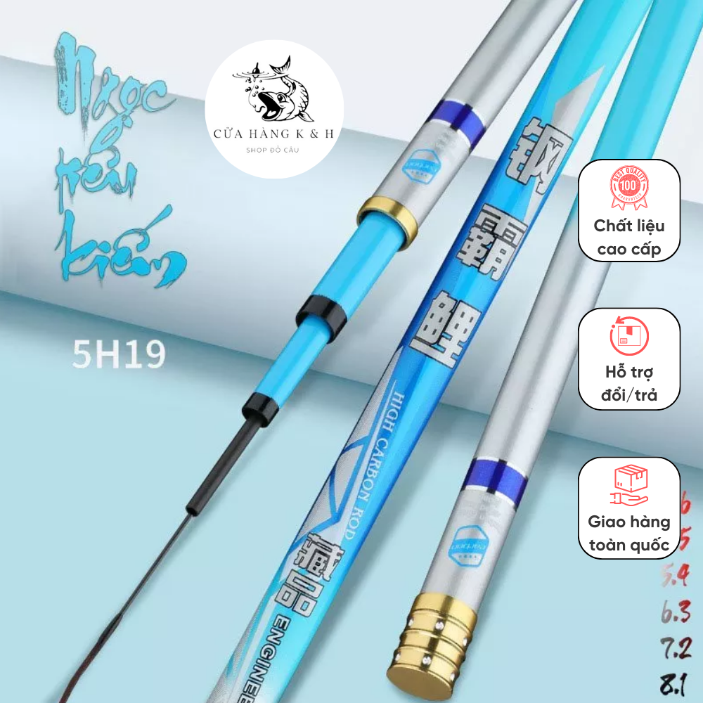 Cần câu tay Cần câu 5H Ngọc Tiêu Kiếm săn chép trắm trôi chất liệu Carbon xoắn , ngọn 1.2mm