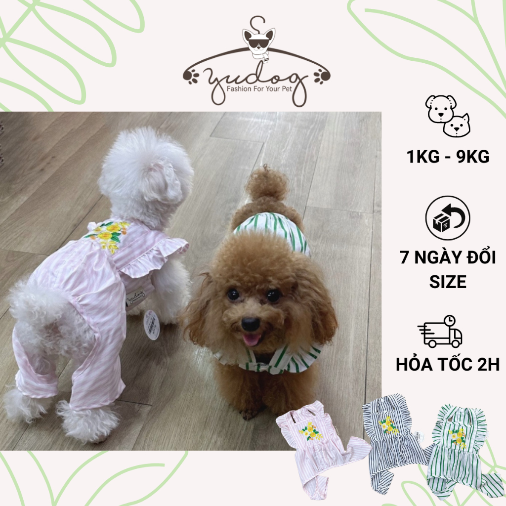 Jum cho chó mèo yudog đồ bộ mặc cho chó mèo họa tiết sọc kẻ
