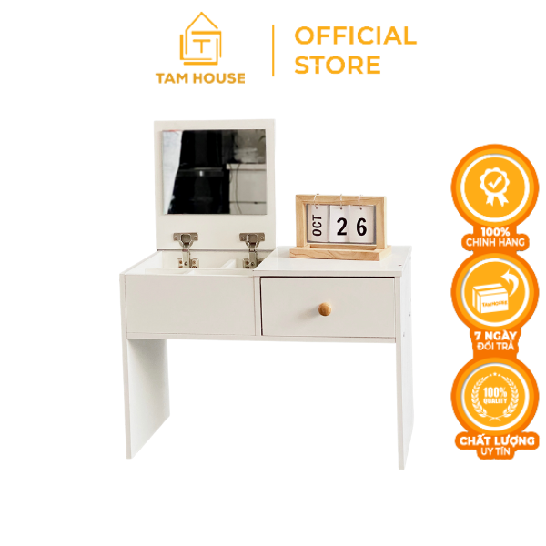 [VOUCHER FREESHIP 50K] Tâm House Bàn trang điểm bệt gương gập, 2 ngăn kéo - MK11