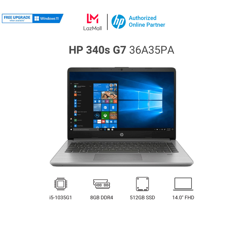 Laptop hp 340s g7 36a35pa i5 1035g1| 8gb| 512gb| uhd| win 10