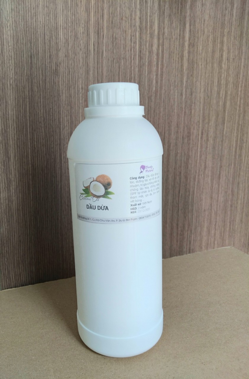 Dầu dừa ép lạnh 100ml/ 500ml/ 1 lít - nguyên liệu mỹ phẩm nguyên liệu làm son môi -1 lít