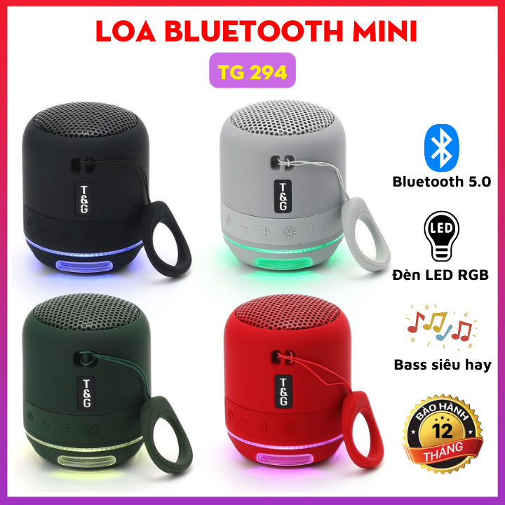 Loa bluetooth mini tg 294 -loa di động mini - loa nghe nhạc mini đèn led rgb ,usb - âm bass siêu chất - bảo hành 12 tháng