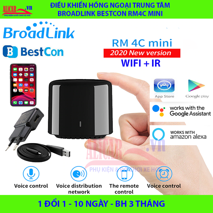 Bản Q.Tế - Điều Khiển Hồng Ngoại Trung tâm Broadlink BestCon RM4C mini (Google Home, Apple Home, Alexa) RM4