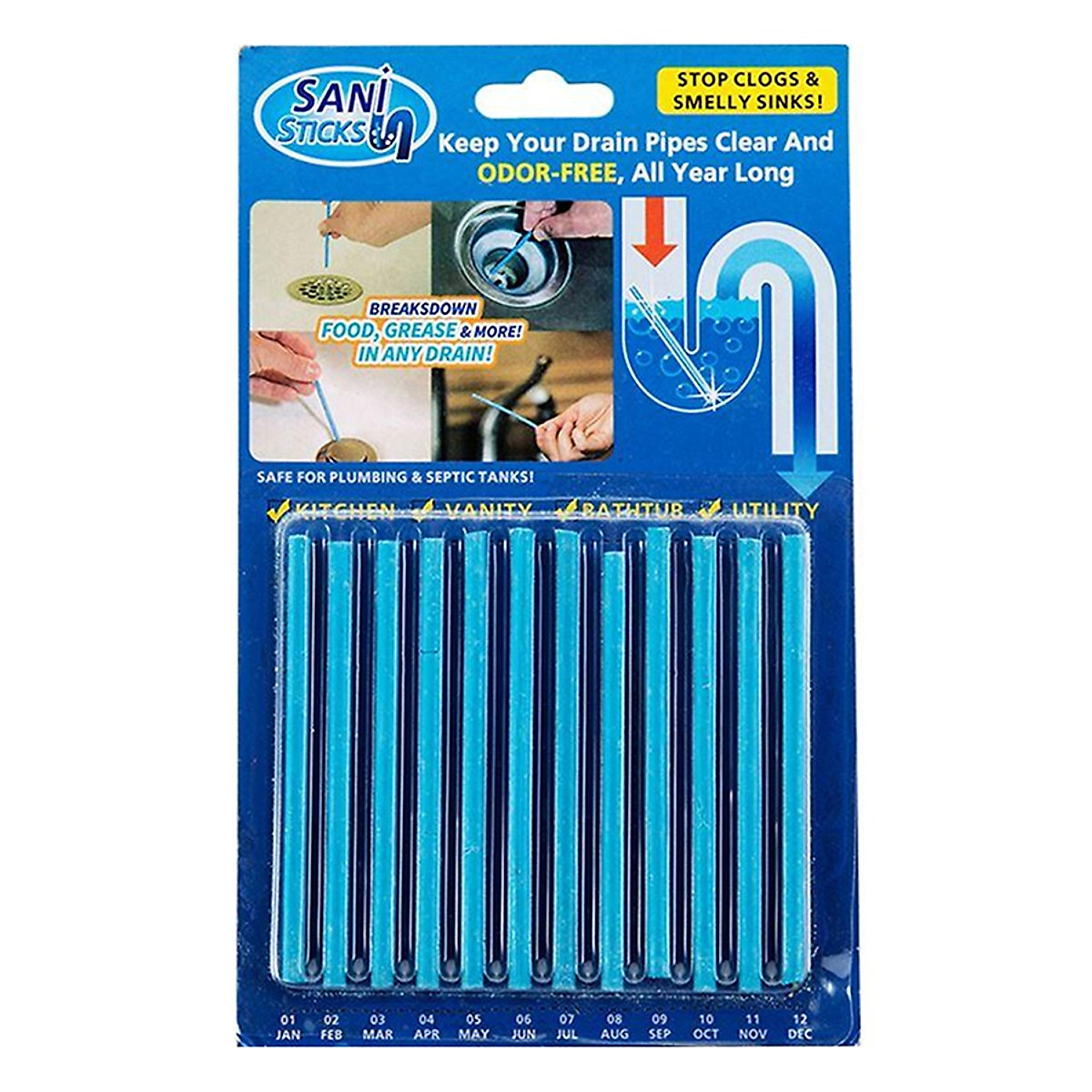 Bộ 12 que thông tắc cống , bồn rửa bát