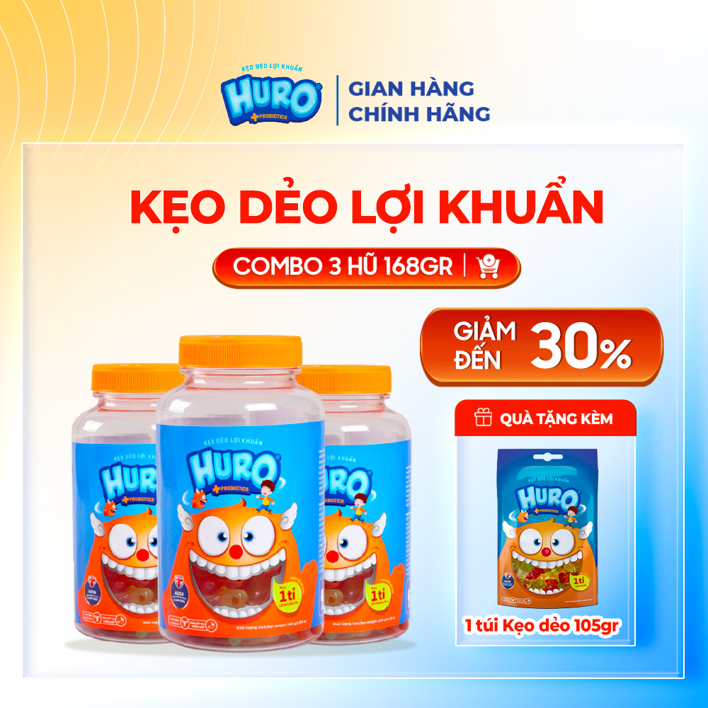  Combo 3 Hũ Kẹo Dẻo Lợi Khuẩn HURO PROBIOTICS Hũ 168g 