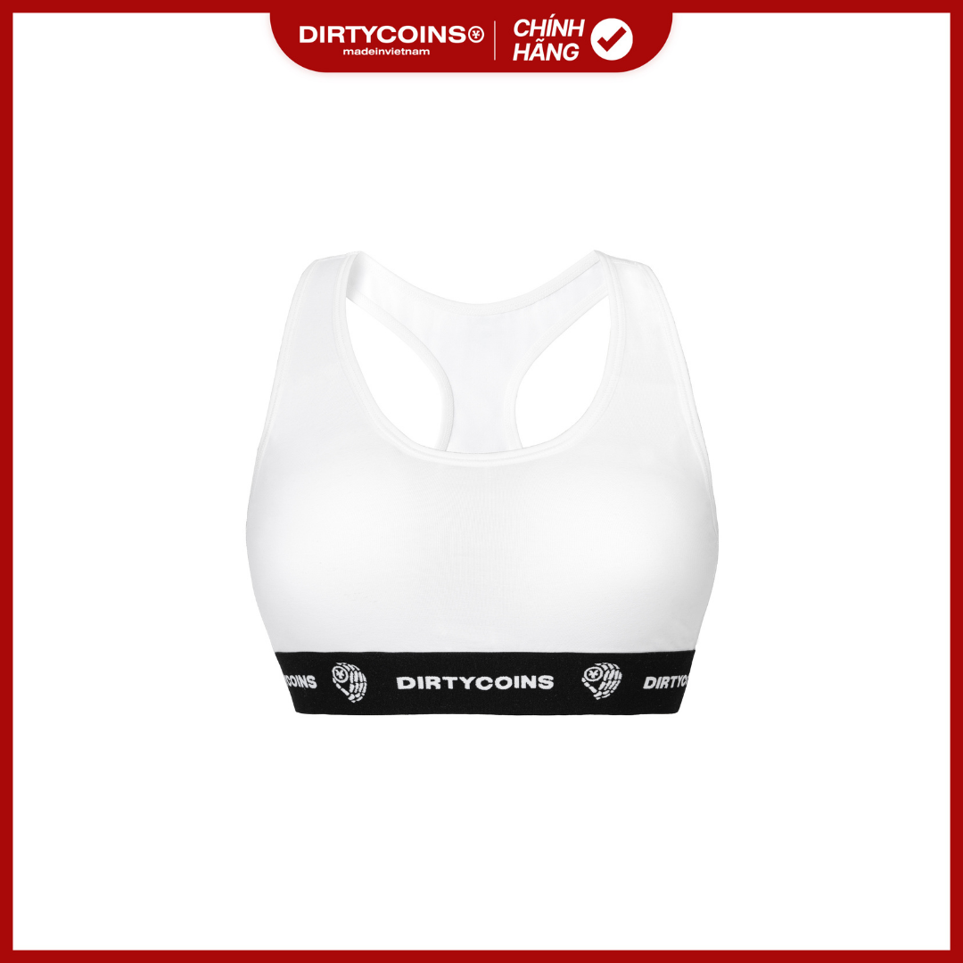Áo dirtycoins logo sport bra - white