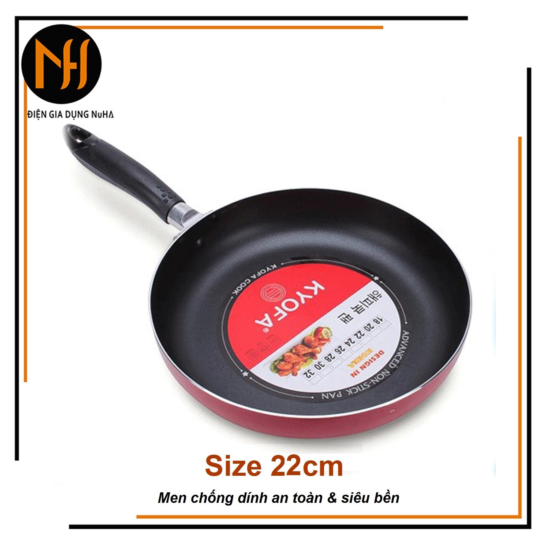 Chảo trơn chống dính 1 quai Kyofa 22cm công nghệ Hàn Quốc giao màu ngẫu nhiên đa số đỏ