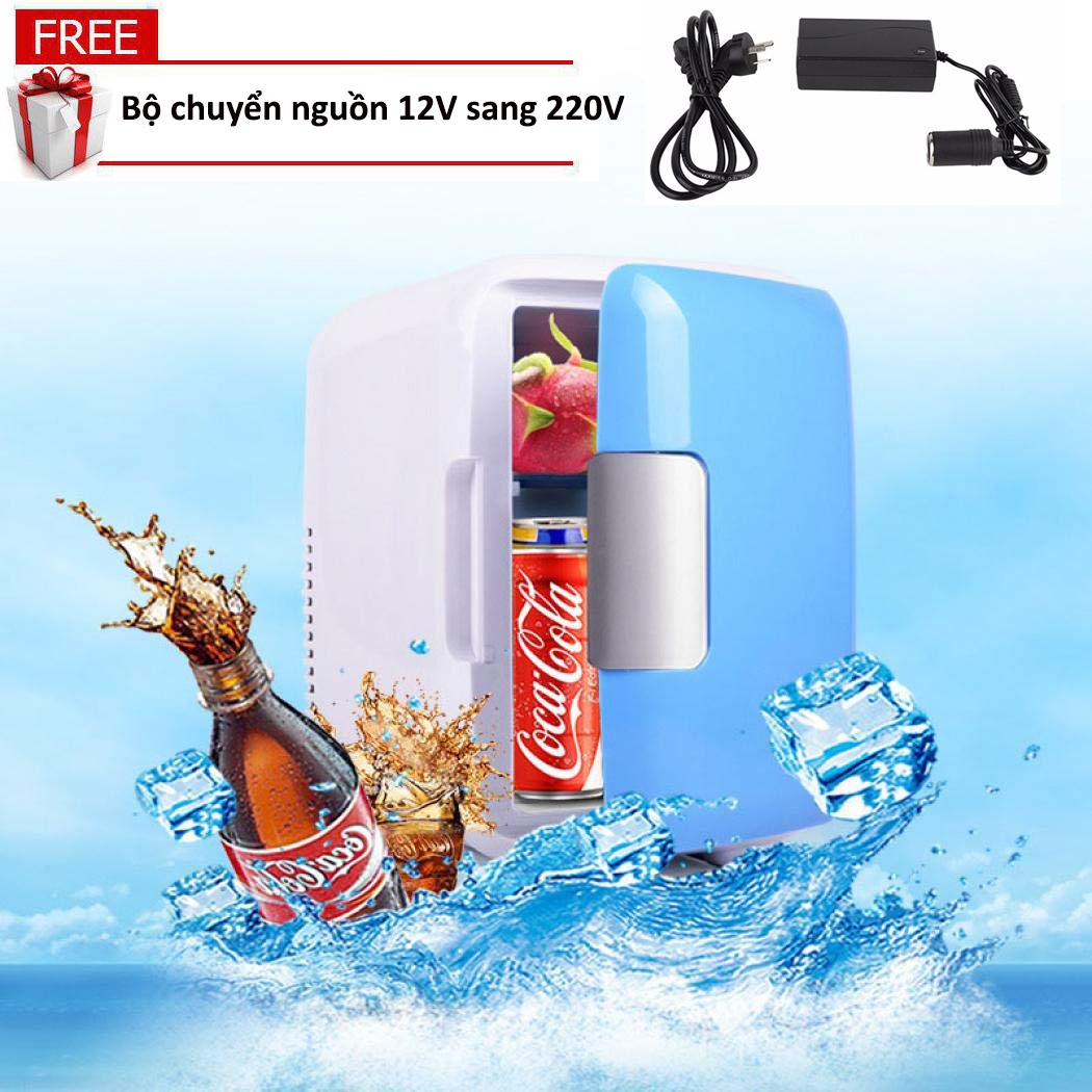 (Kèm bộ chuyển nguồn 12V sang 220V) Tủ lạnh mini hộ gia đình và xe hơi VegaVN - Tủ lạnh 4Lít mini Màu ngẫu nhiên