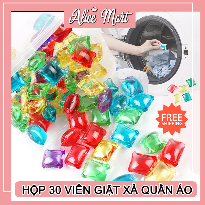 Hộp 30-40 viên nước giặt xả quần áo cho máy giặt - Viên nước giặt dạng viên, viên nước giặt xả quần áo đậm đặc - Thơm lâu gấp 8 lần nước giặt thường